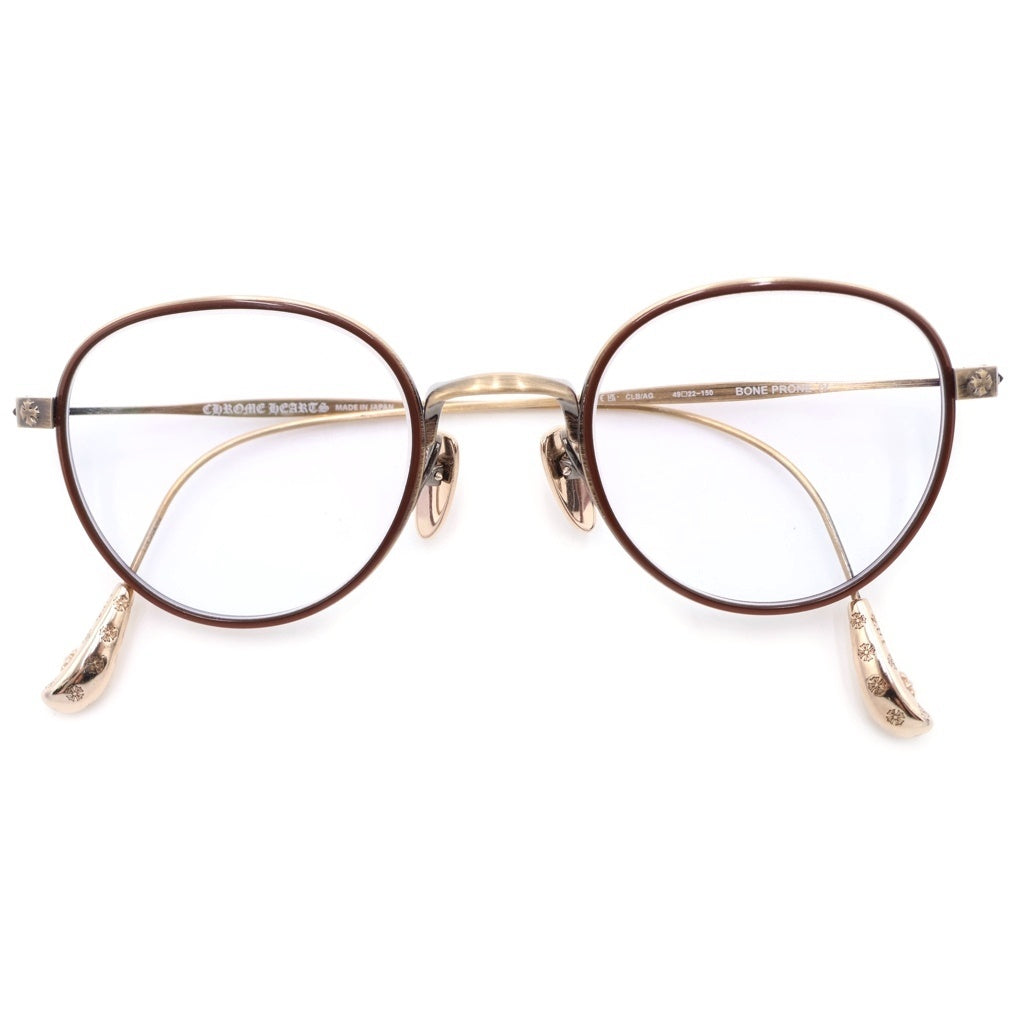 CHROME HEARTS(クロムハーツ) BONE PRONE IV ANTIQUE GOLD ボーン プローン アンティークゴールド クロステンプル ウェリトンフレーム メガネ ゴールド
