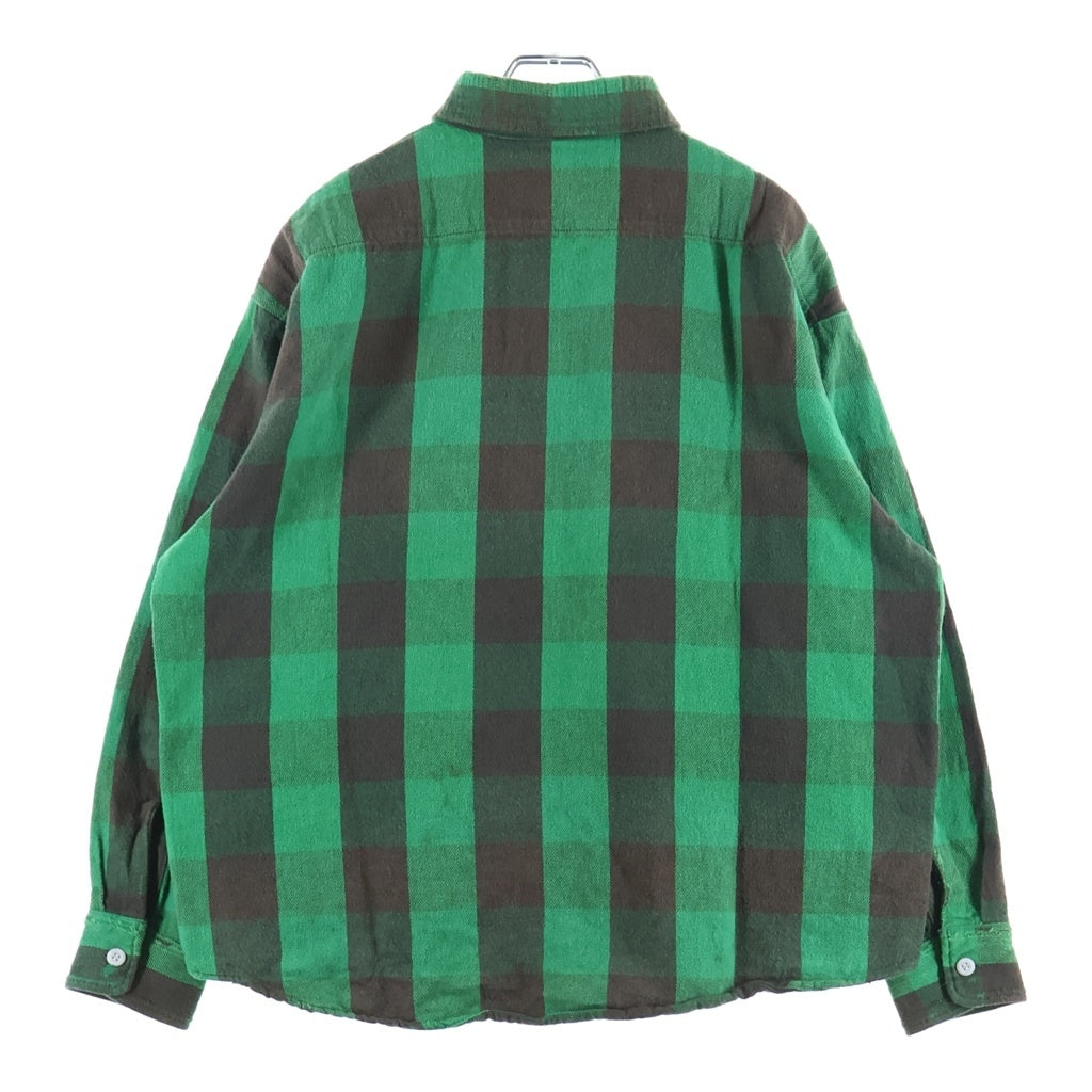 SAINT MICHAEL(セントマイケル) 25SS FLANNEL CHECK SHIRT ヴィンテージ加工 チェック柄 長袖フランネルシャツ グリーン SM-HR8-0000-041 SM-HR-3-0000-041