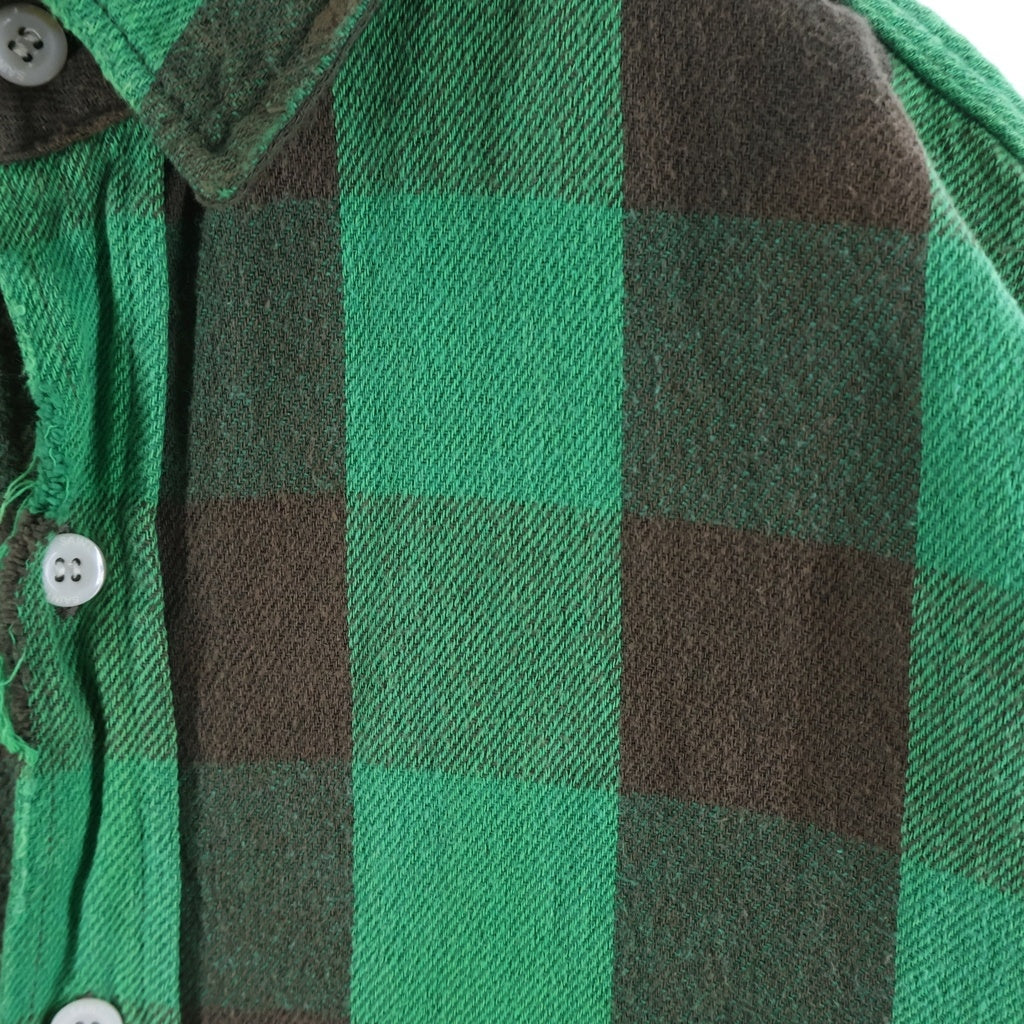 SAINT MICHAEL(セントマイケル) 25SS FLANNEL CHECK SHIRT ヴィンテージ加工 チェック柄 長袖フランネルシャツ グリーン SM-HR8-0000-041 SM-HR-3-0000-041