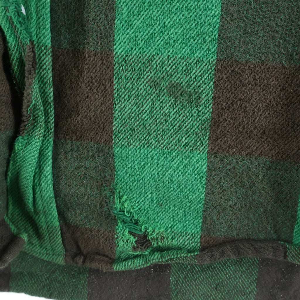 SAINT MICHAEL(セントマイケル) 25SS FLANNEL CHECK SHIRT ヴィンテージ加工 チェック柄 長袖フランネルシャツ グリーン SM-HR8-0000-041 SM-HR-3-0000-041
