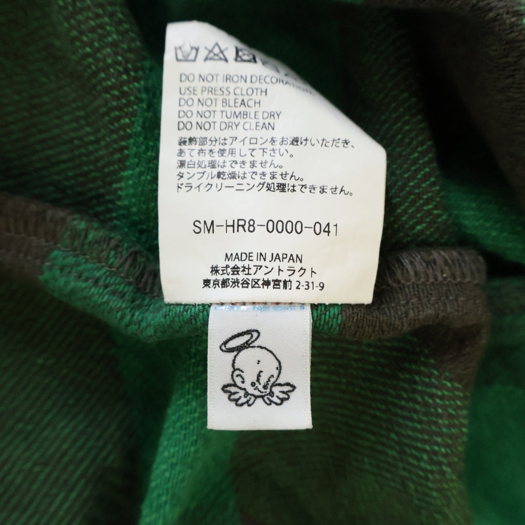 SAINT MICHAEL(セントマイケル) 25SS FLANNEL CHECK SHIRT ヴィンテージ加工 チェック柄 長袖フランネルシャツ グリーン SM-HR8-0000-041 SM-HR-3-0000-041