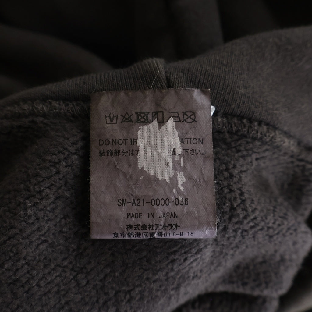 SAINT MICHAEL(セントマイケル) 21AW HOODIE SPINNER ヴィンテージ加工 フロントロゴ 両面プリント プルオーバースウェットパーカー フーディー グレー SM-A21-0000-036