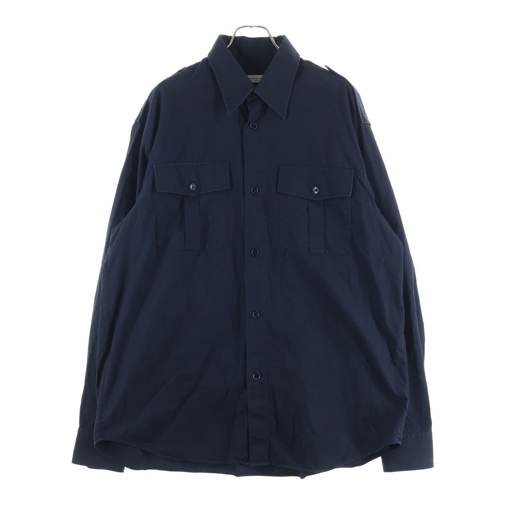DRIES VAN NOTEN(ドリスヴァンノッテン) 16AW EPOULET SIDE POCKET SHIRT エポーレット サイドポケット 長袖シャツ ネイビー 73-01-81-01004