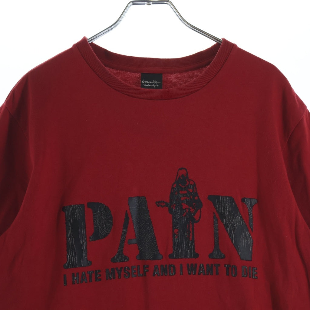NUMBER (N)INE(ナンバーナイン) 03AW ARCHIVE KURT期 PAIN アーカイブ ペイン フロントロゴプリント クルーネック半袖Tシャツ カットソー レッド