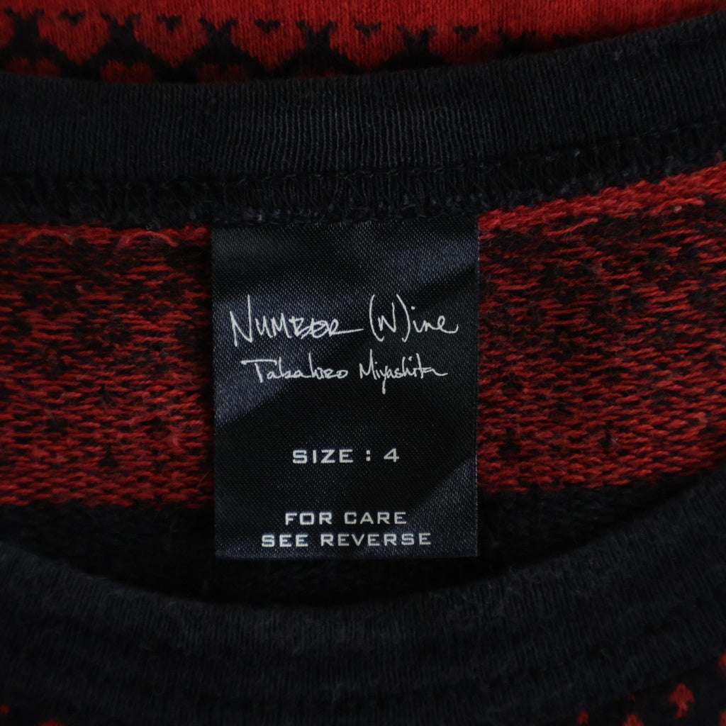 NUMBER (N)INE(ナンバーナイン) 03SS ARCHIVE KURT期 アーカイブ ハートクロスボーダー クルーネック半袖Tシャツ カットソー ブラック/レッド