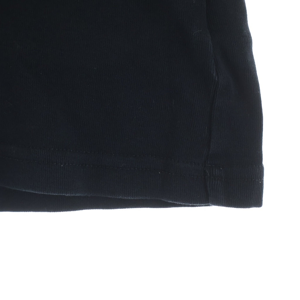 COURREGES(クレージュ) ロゴ刺繍 リブ袖クルーネック半袖Tシャツ レディースカットソー ブラック JS00709901