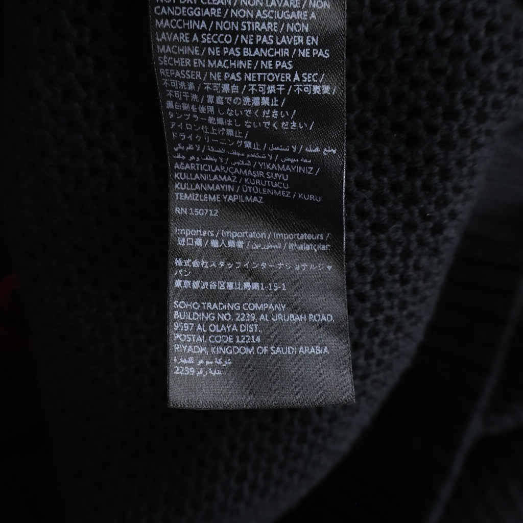 AMIRI(アミリ) 25AW HOLLYWOOD AUTO MESH SHIRT ハリウッドオートメッシュ コットン 両面ロゴエンブロイダリー 半袖ニットシャツ ブラック AMKNIR1028