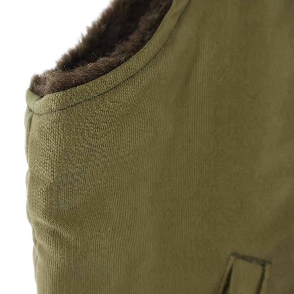 THE REAL McCOY'S(ザリアルマッコイ) U.S.N. ALPACA VEST/DRAGON ドラゴン刺繍 アルパカ ジップアップデッキベスト カーキ 191-1-16