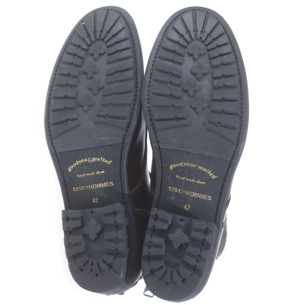 5351 POUR LES HOMMES(5351プールオム) BACK ZIP LACE UP BOOTS バックジップ レースアップ ブーツ ブラウン