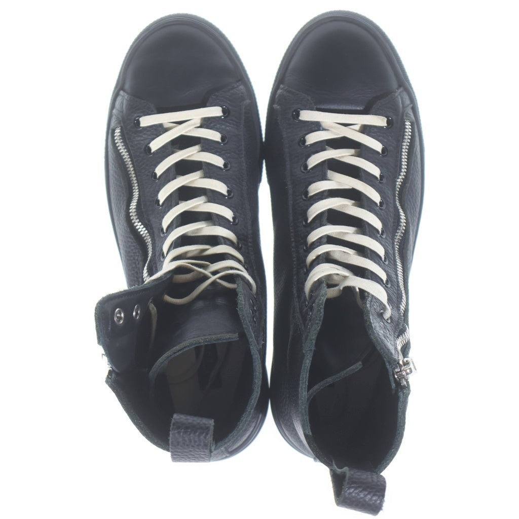 5351 POUR LES HOMMES(5351プールオム) SIDE ZIP UP LEATHER HIGH CUT SNEAKERS サイドジップアップ レザー ハイカット スニーカー ブラック