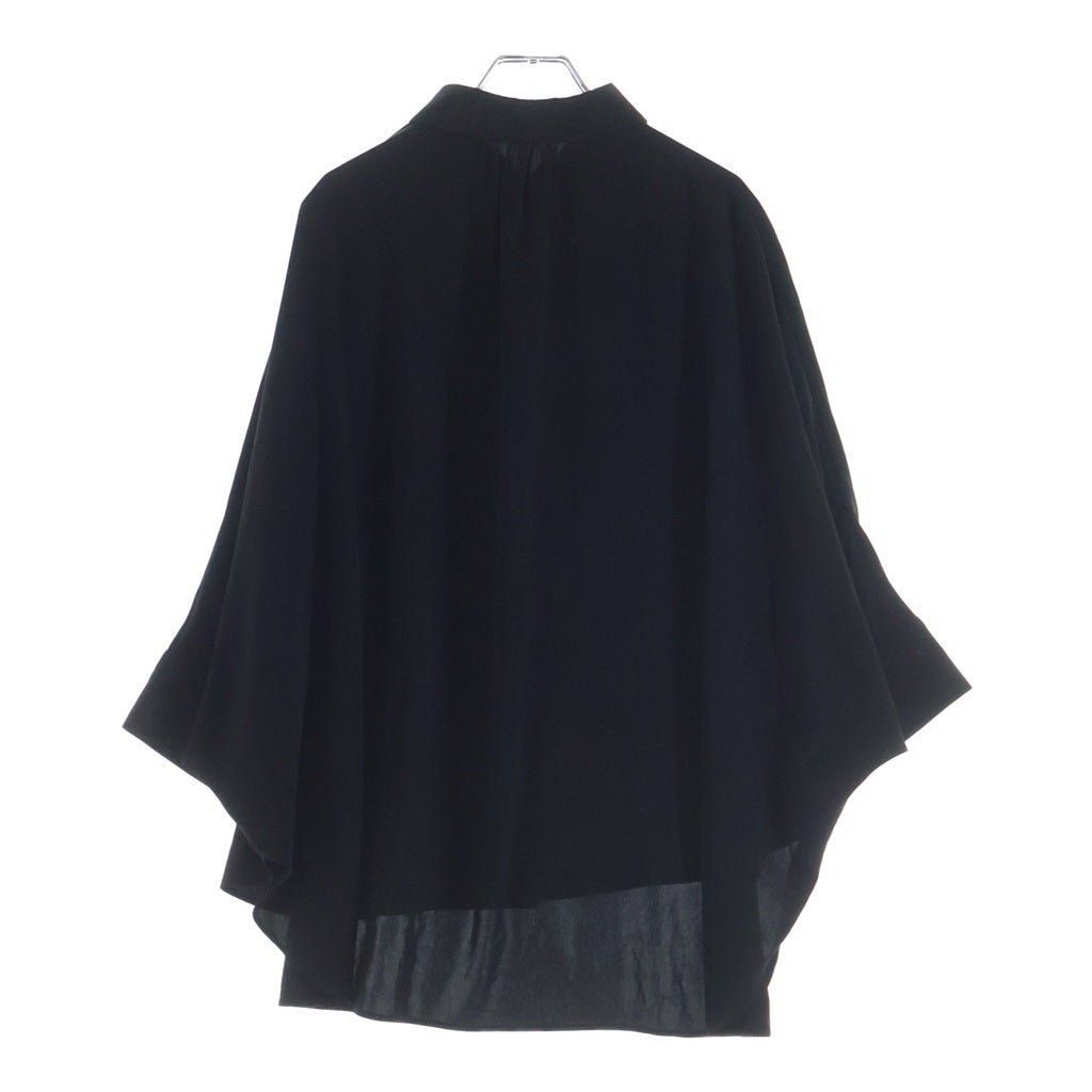 Y's(ワイズ) 26AW TA/PE CREPE DE CHINE HALF SLEEVE CAPE SHIRT テープ クレープ デ シャイン ハーフスリーブ レギュラーカラーシャツ レディース ブラック YV-B09-500