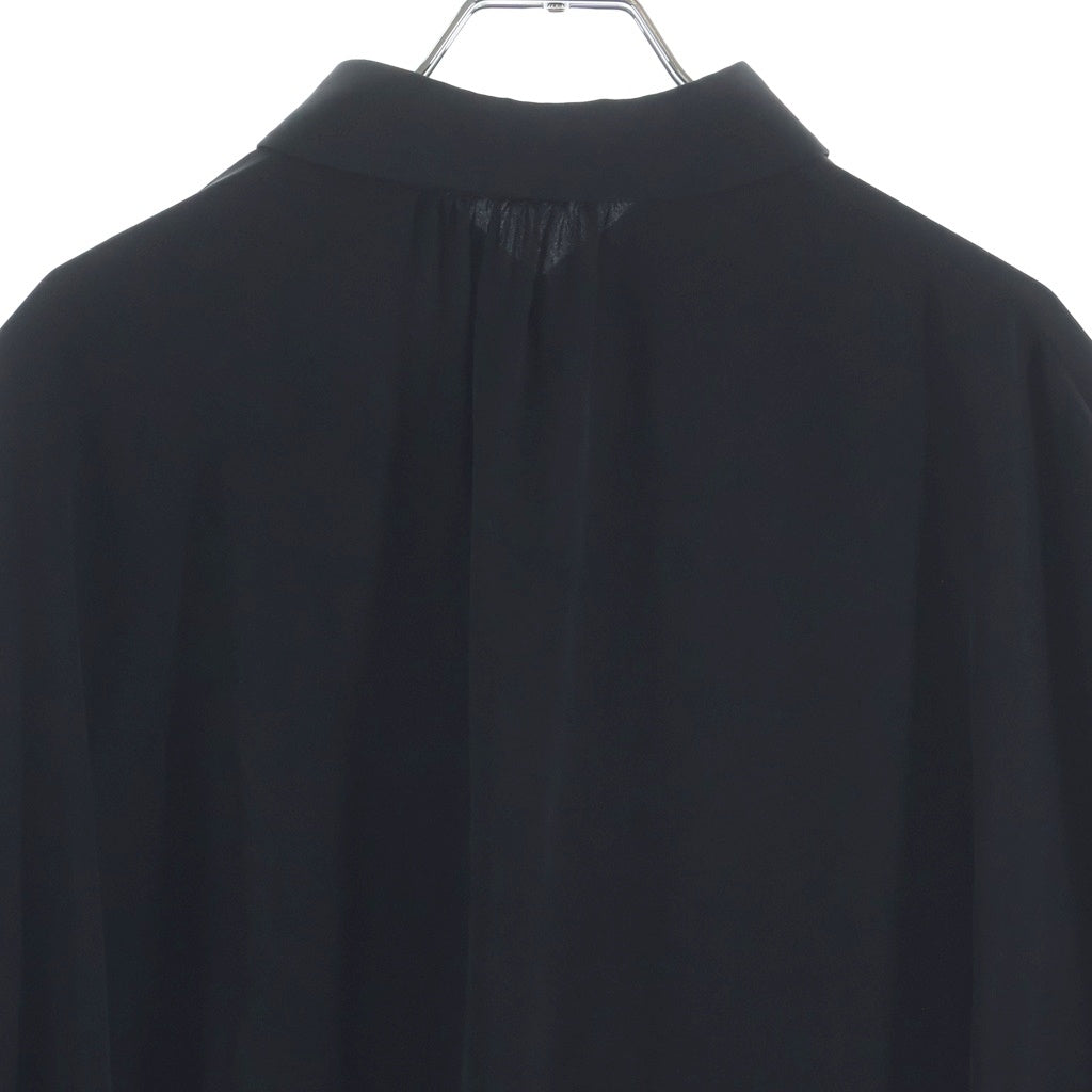 Y's(ワイズ) 26AW TA/PE CREPE DE CHINE HALF SLEEVE CAPE SHIRT テープ クレープ デ シャイン ハーフスリーブ レギュラーカラーシャツ レディース ブラック YV-B09-500