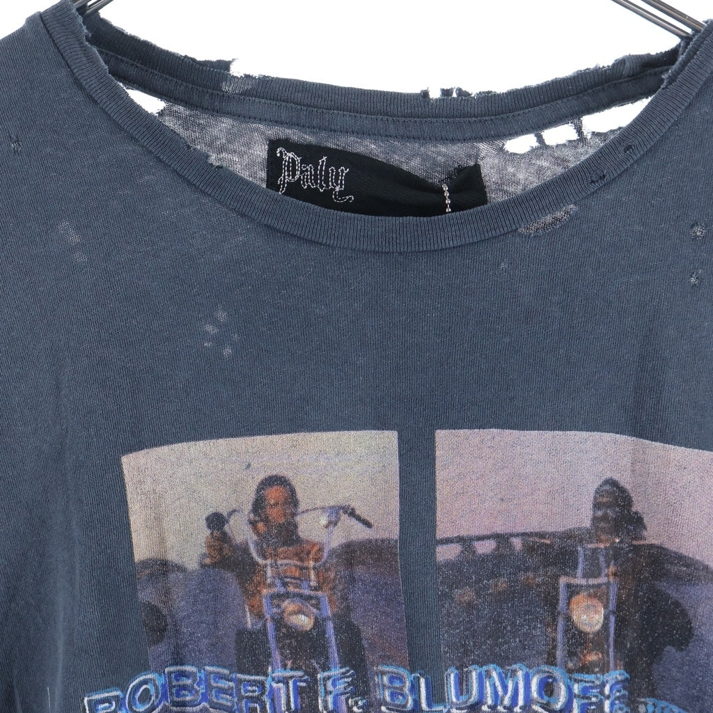 Paly Hollywood(パリーハリウッド) 26SS BOUND FOR GLORY TEE ヴィンテージ加工 フロントプリントTシャツ 半袖クルーネックカットソー ブラック 2U001Q1010