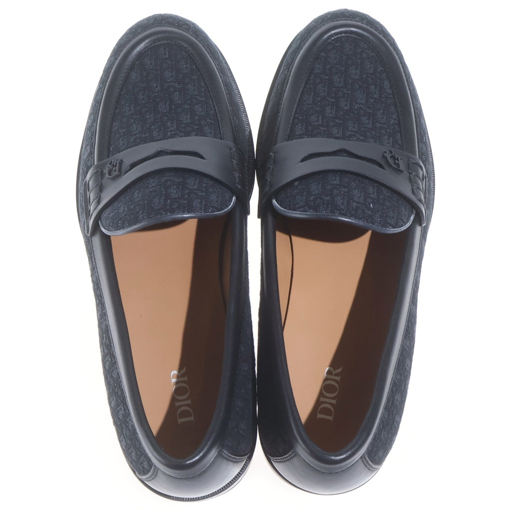 Christian Dior(クリスチャンディオール) DIOR GRANVILLE ディオールグランヴィル オブリーク ジャカード レザーローファー 革靴 ブラック 3LO189ACV