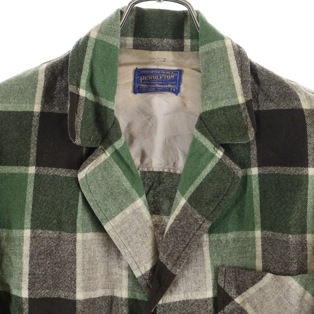 PENDLETON(ペンドルトン) 50S VINTAGE ヴィンテージ くるみボタン チェック柄 ウールジャケット グリーン/ブラウン
