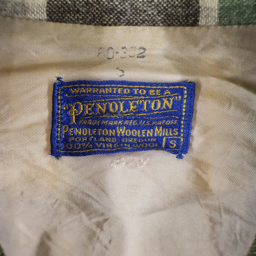 PENDLETON(ペンドルトン) 50S VINTAGE ヴィンテージ くるみボタン チェック柄 ウールジャケット グリーン/ブラウン