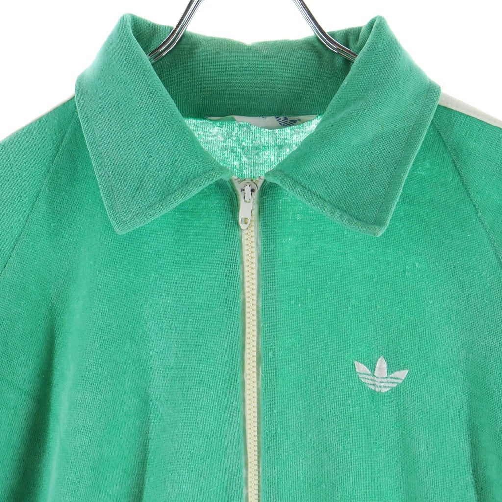 adidas(アディダス) 70S VINTAGE ヴィンテージ トレフォイルロゴ ベロア スリーストライプ トラックジャケット グリーン