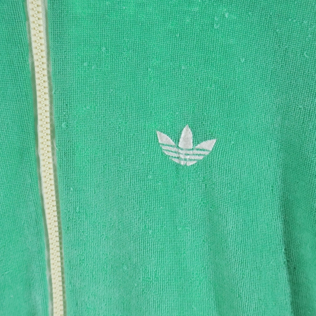 adidas(アディダス) 70S VINTAGE ヴィンテージ トレフォイルロゴ ベロア スリーストライプ トラックジャケット グリーン