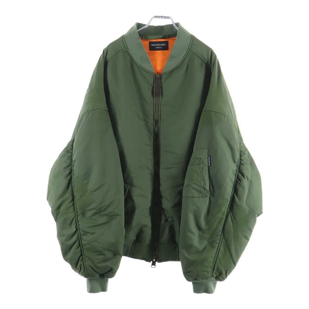 BALENCIAGA(バレンシアガ) 24AW Off Shoulder Bomber Jacket オフショルダー ダメージ加工 ジップアップ ボンバージャケット カーキ 790753 TP004