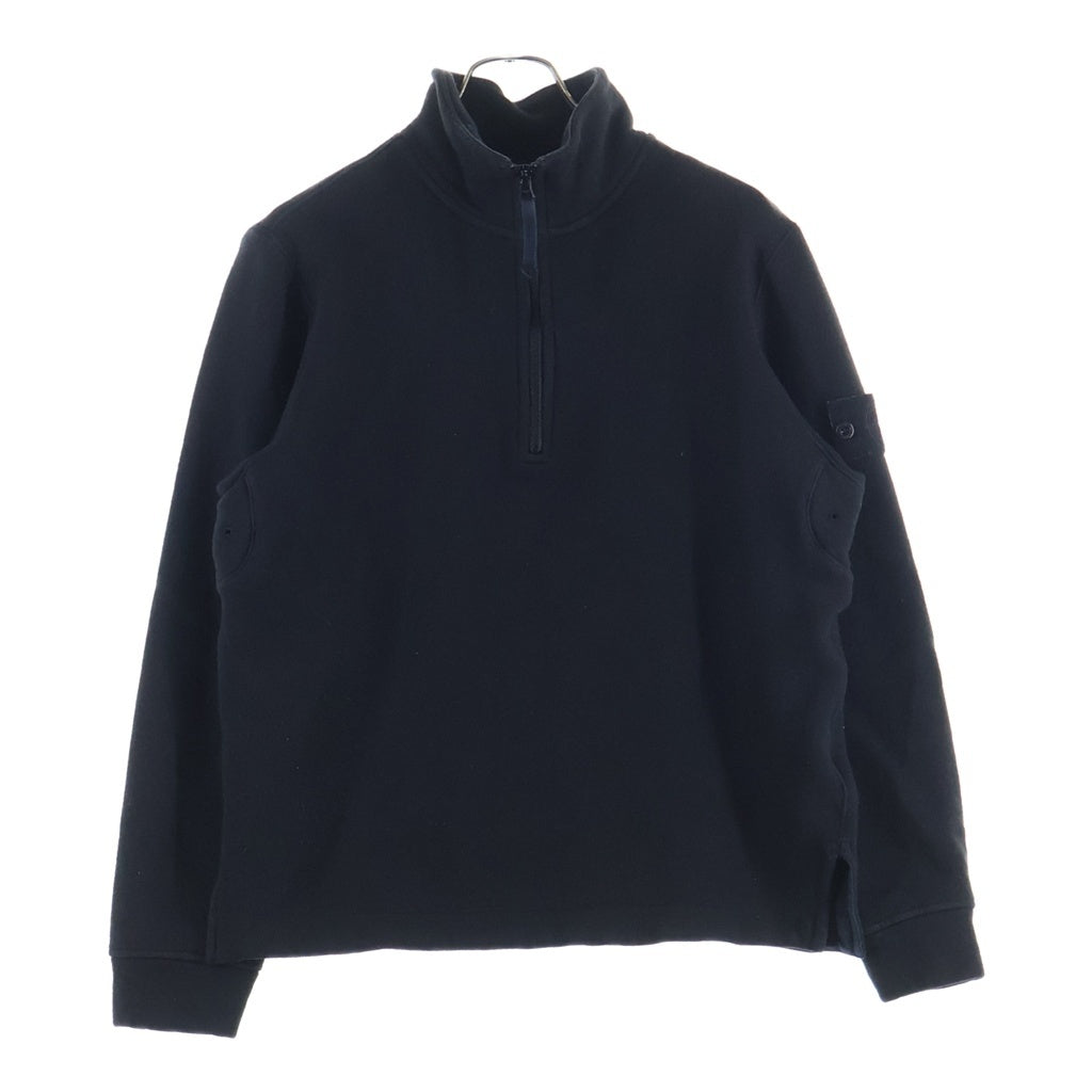 STONE ISLAND(ストーンアイランド) GHOST PIECE ゴーストピース ワッペン付き ハーフジッププルオーバースウェット トレーナー ブラック 7915631F3