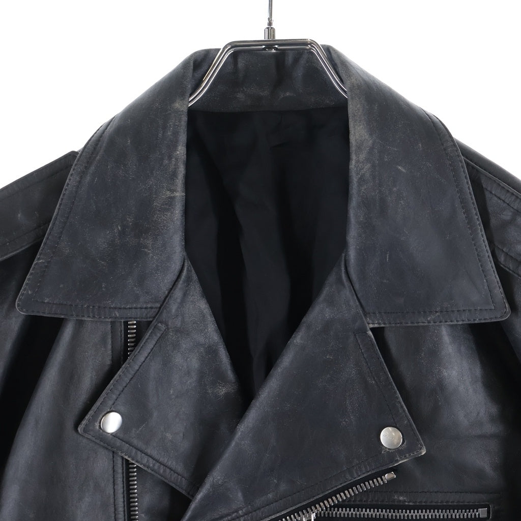 Rick Owens(リックオウエンス) 25SS Cropped Jumbo Bauhaus Stooges Jacket クロップドジャンボバウハウス レザージャケット ブラック RP01E7717-LTP