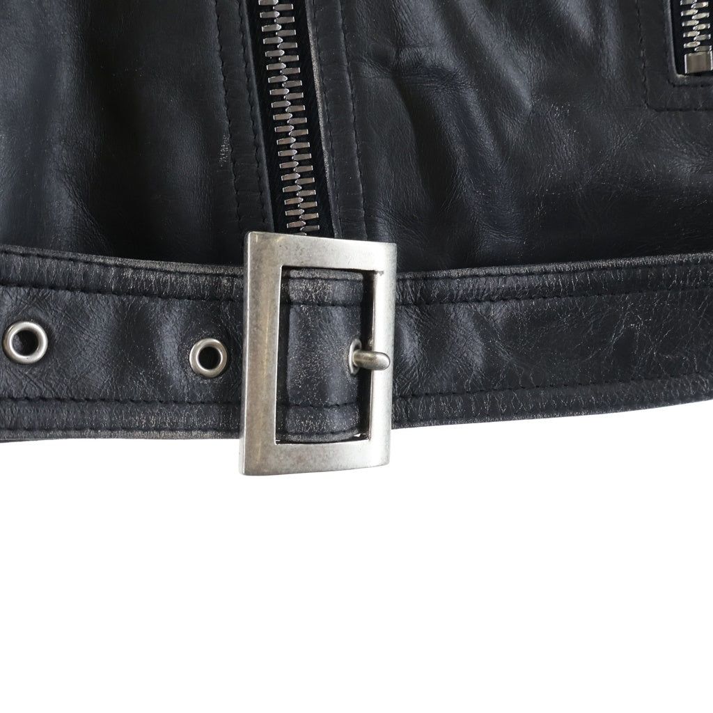 Rick Owens(リックオウエンス) 25SS Cropped Jumbo Bauhaus Stooges Jacket クロップドジャンボバウハウス レザージャケット ブラック RP01E7717-LTP