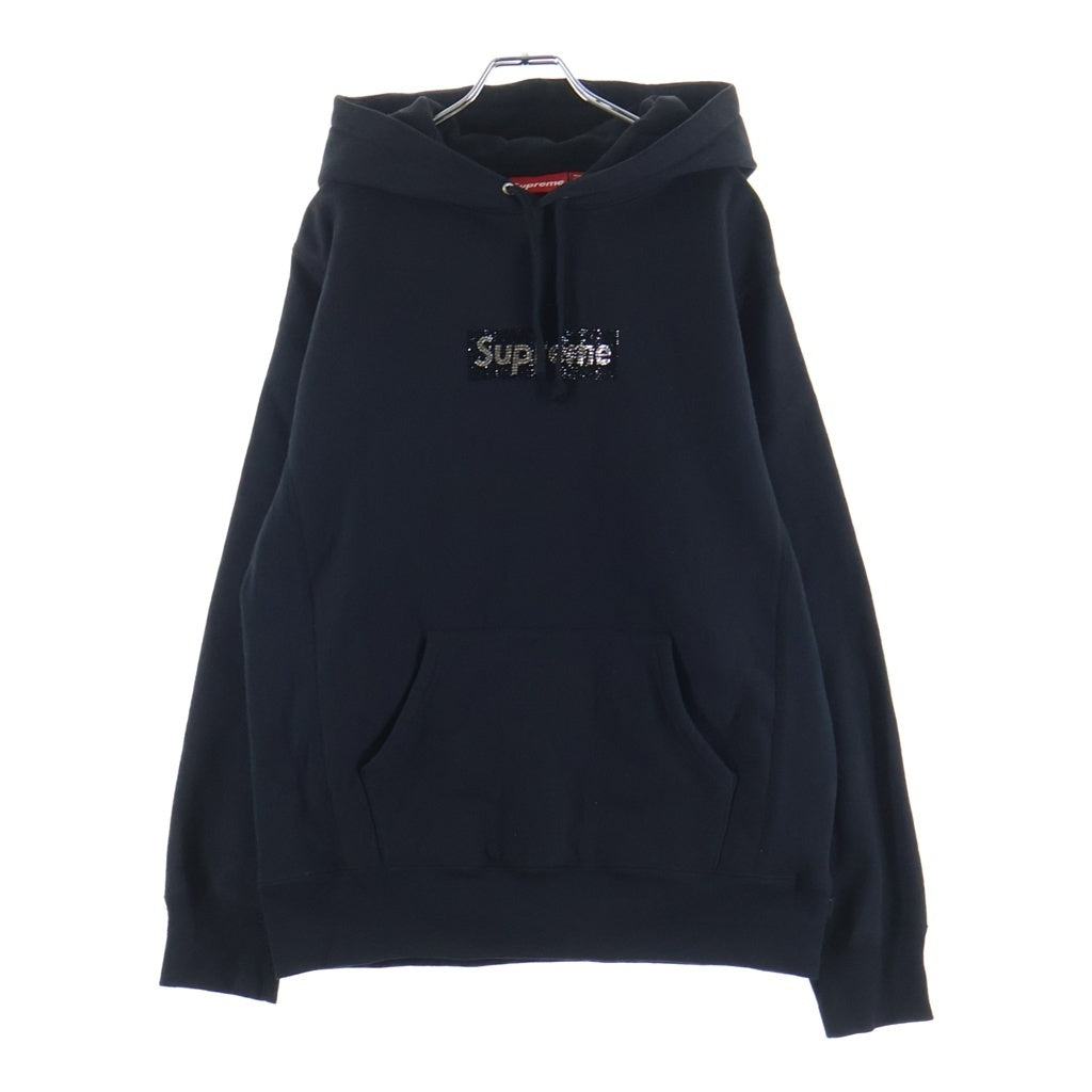 SUPREME(シュプリーム) 19SS ×Swarovski 25th Anniversary Box Logo Hooded Sweatshirt スワロフスキー 25周年記念 ボックスロゴ スウェット プルオーバーパーカー フーディ ブラック