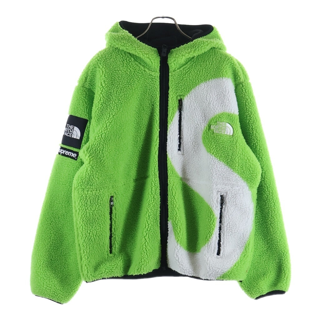 SUPREME(シュプリーム) 20AW ×NORTH FACE S Logo Hooded Fleece Jacket ノースフェイス ロゴ フーディ フリースジャケット ブルゾン グリーン/ホワイト NF0A5EHN