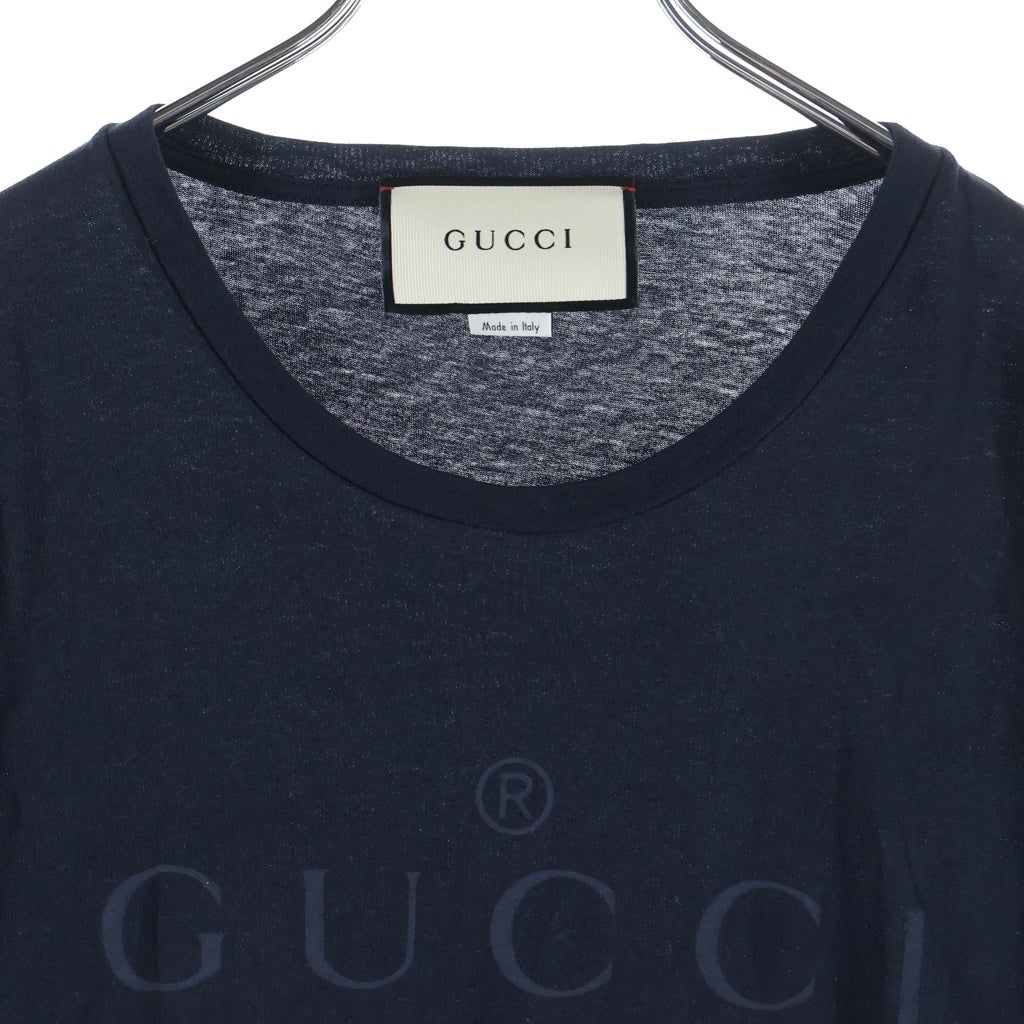 GUCCI(グッチ) トーナル フロントロゴプリント クルーネックTシャツ 半袖 カットソー ネイビー 441685