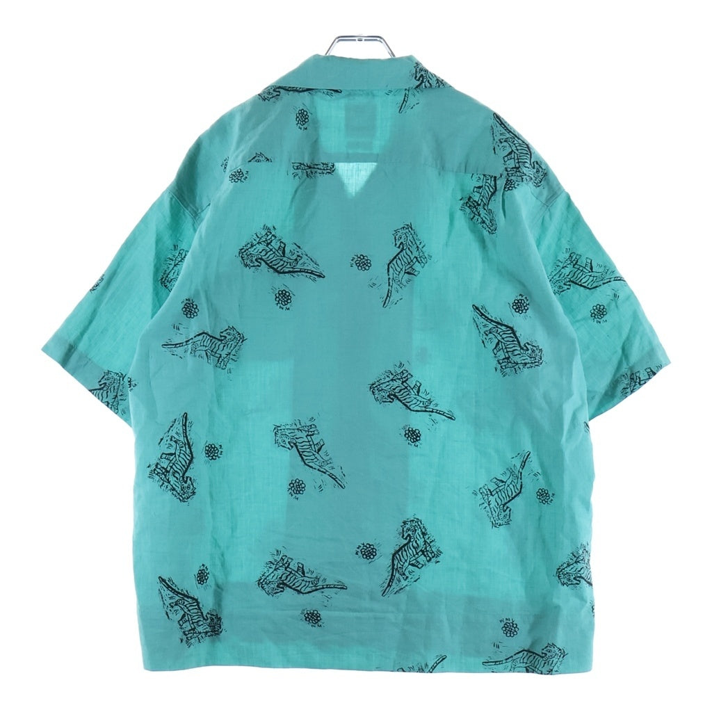 VISVIM(ヴィスヴィム) 26SS COPA SHIRT S/S コバ アート総柄 ウールリネン 半袖オープンカラー 開襟シャツ グリーン 0126105011004