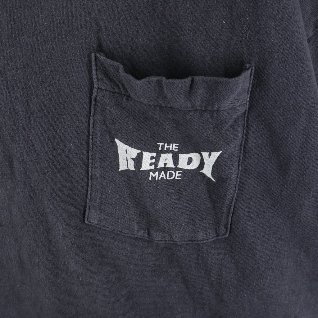 READY MADE(レディメイド) 24SS SS T-SHIRT POCKET ヴィンテージ加工 クルーネック半袖Tポケットシャツ カットソー ブラック RE-CO-BK-00-00-278