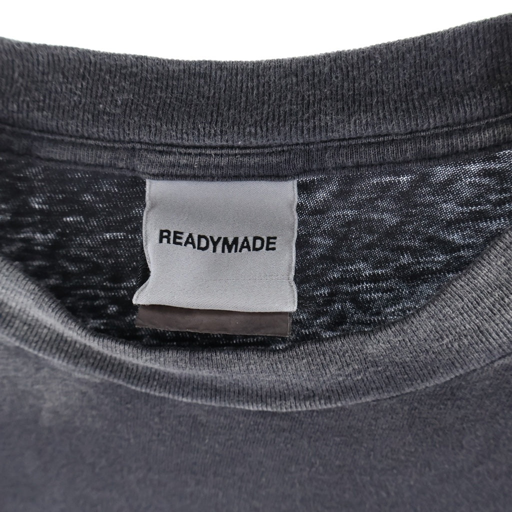 READY MADE(レディメイド) 24SS SS T-SHIRT POCKET ヴィンテージ加工 クルーネック半袖Tポケットシャツ カットソー ブラック RE-CO-BK-00-00-278