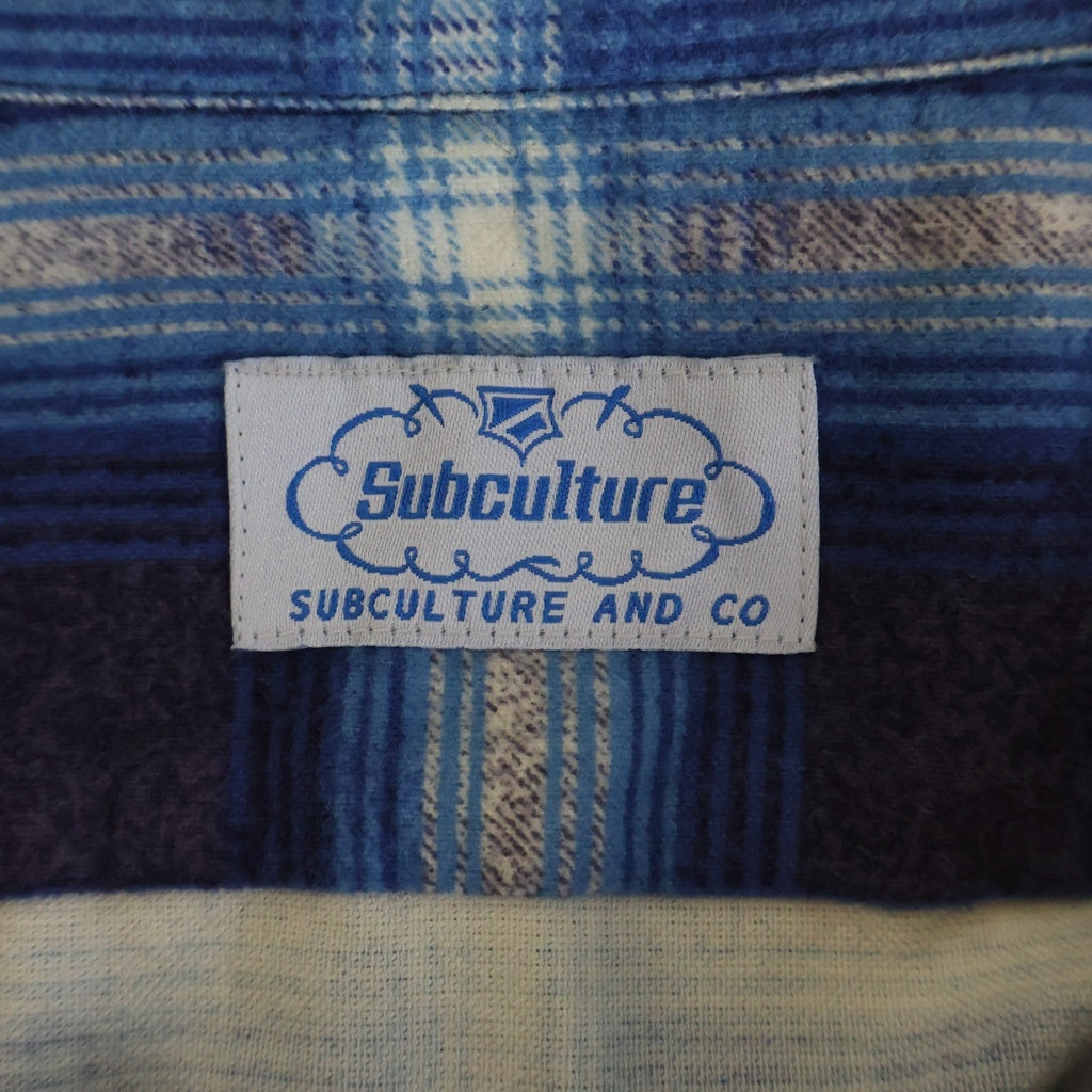 SUBCULTURE(サブカルチャー) 25AW COTTON PRINT SHIRT オンブレチェックプリント コットン 長袖シャツ ブルー SCTP-A2503