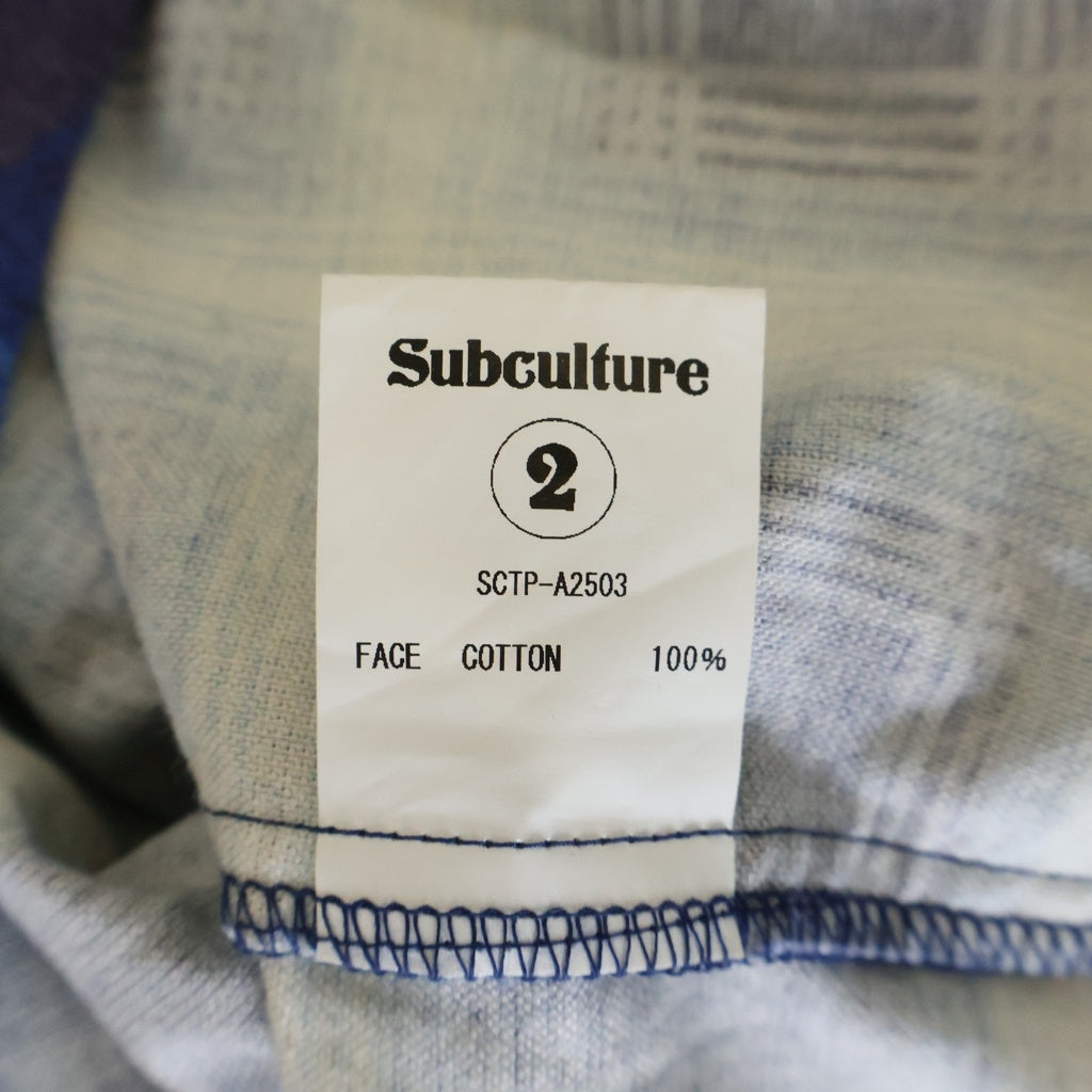SUBCULTURE(サブカルチャー) 25AW COTTON PRINT SHIRT オンブレチェックプリント コットン 長袖シャツ ブルー SCTP-A2503