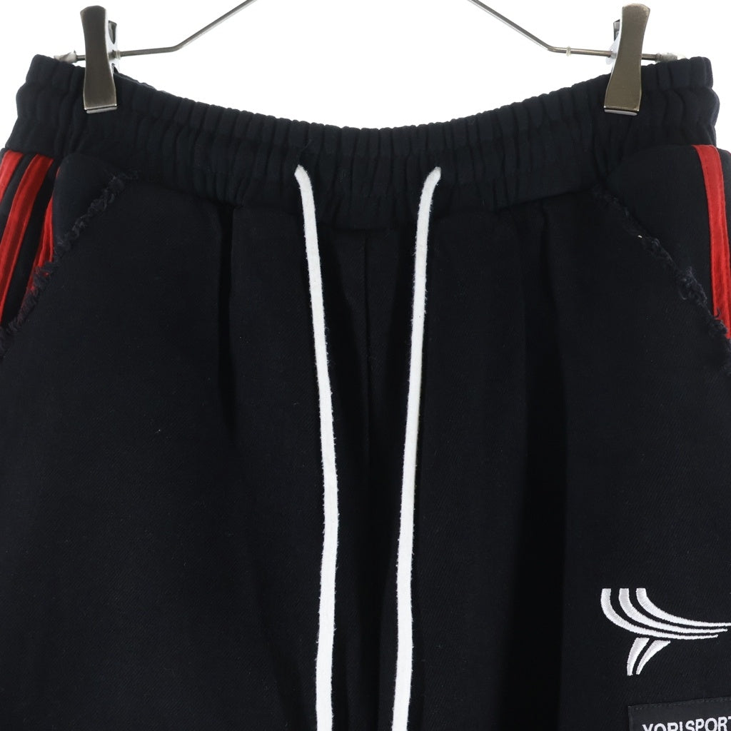 YORI SPORT(ヨリ スポーツ) ×RECKLESS SCHOLARS DAMEGE PANTS レックレス スカラーズ ダメージ加工 ワイドスウェットパンツ ブラック/レッド 784-6210759