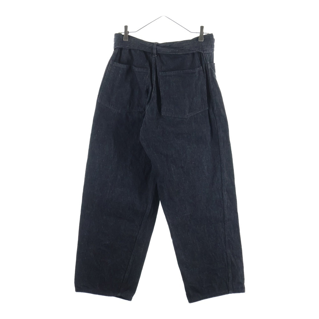 COMOLI(コモリ) 21SS ベルテッド ウォッシュド ボタンフライ テーパードデニムパンツ ジーンズ ブラック T01-03004