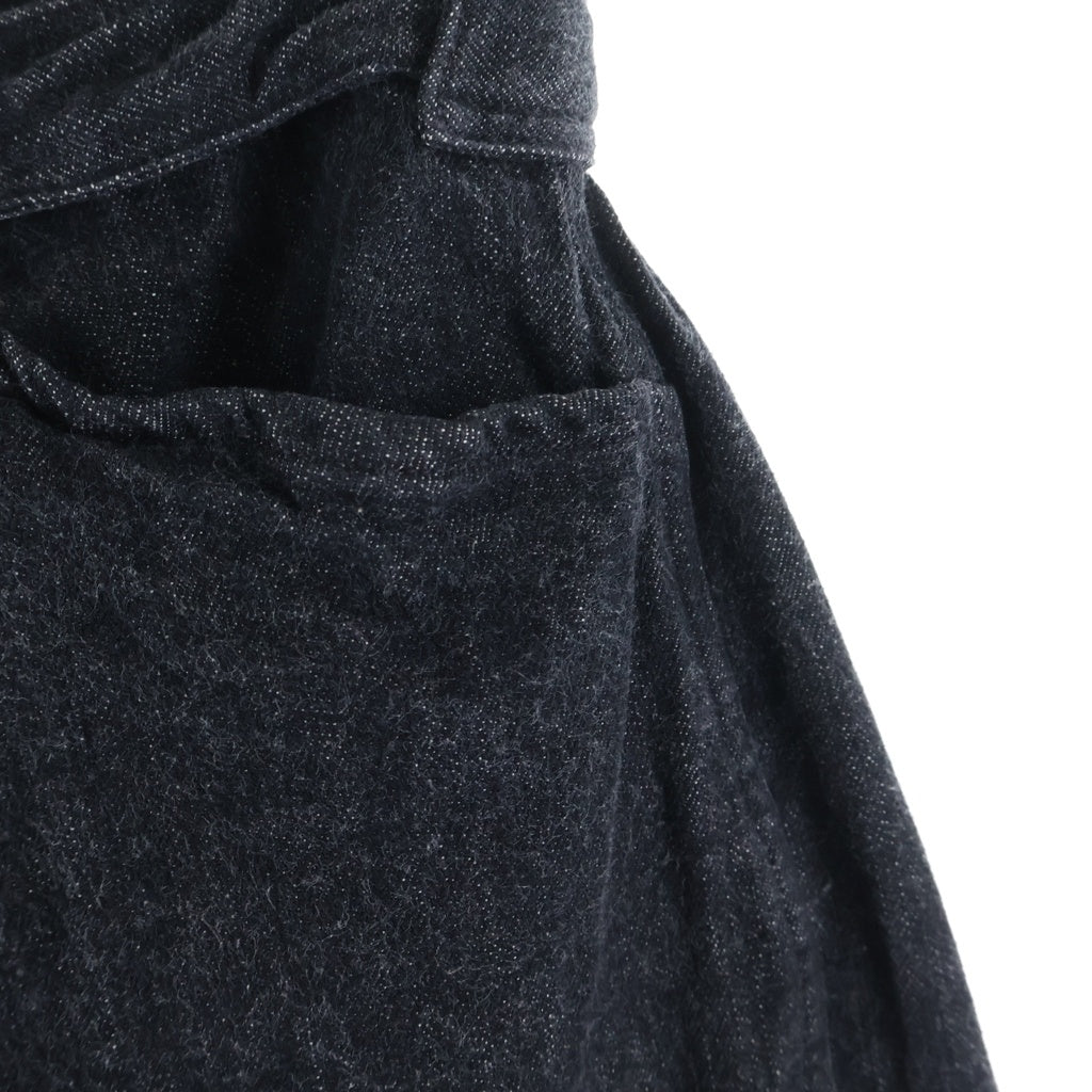COMOLI(コモリ) 21SS ベルテッド ウォッシュド ボタンフライ テーパードデニムパンツ ジーンズ ブラック T01-03004