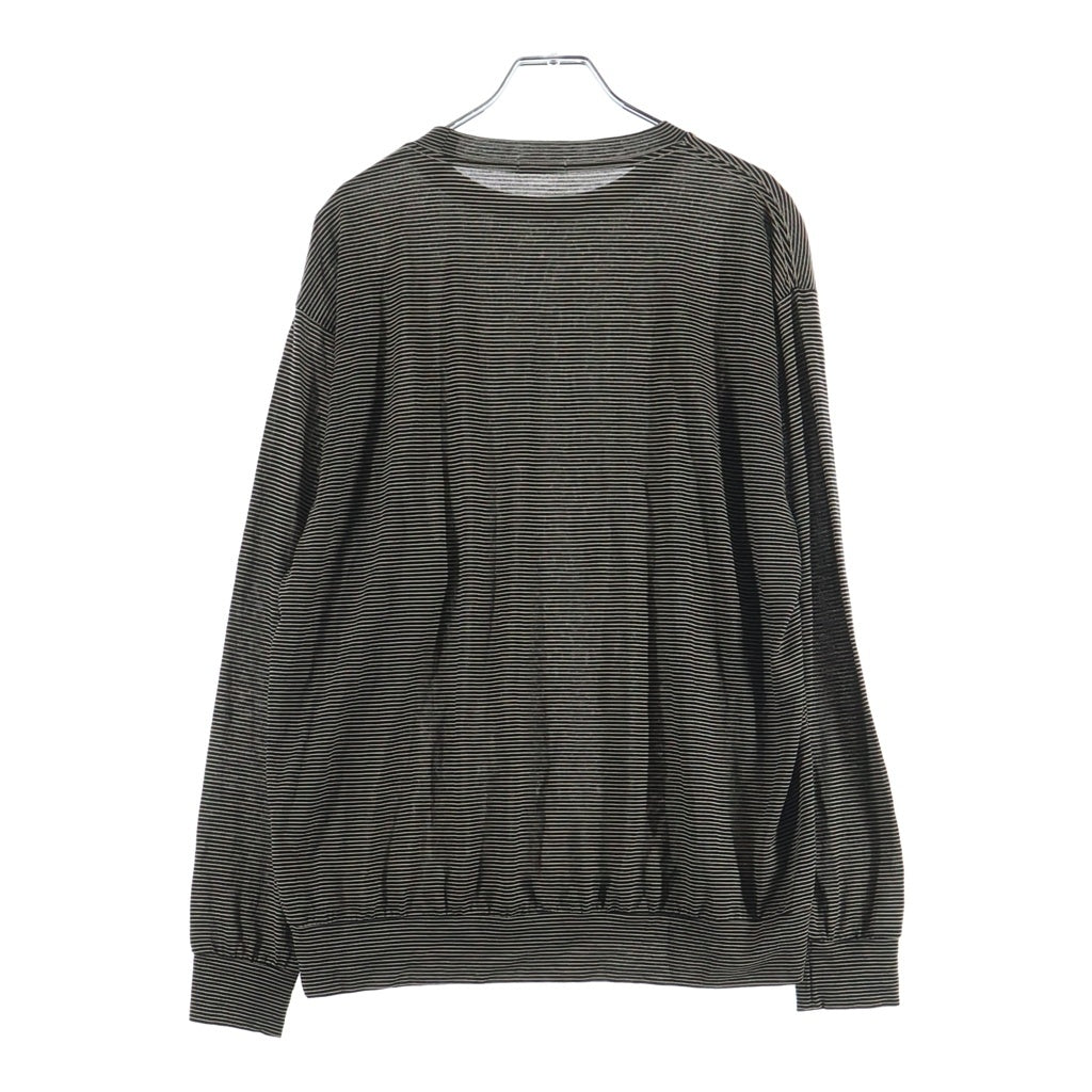 COMOLI(コモリ) 24SS サマーウール ボーダー クルーネック長袖Tシャツ カットソー ブラック/ホワイト Z01-05022