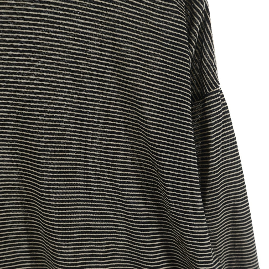 COMOLI(コモリ) 24SS サマーウール ボーダー クルーネック長袖Tシャツ カットソー ブラック/ホワイト Z01-05022