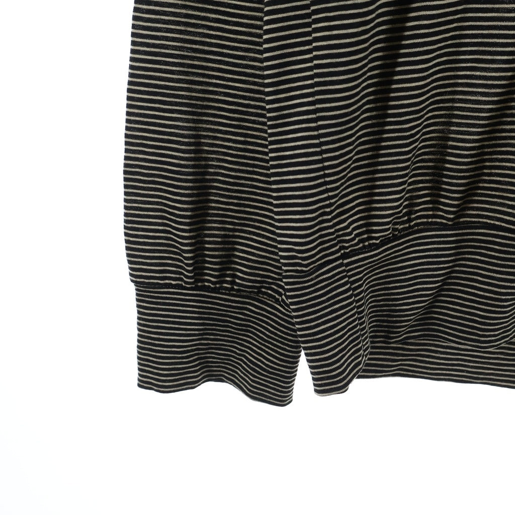 COMOLI(コモリ) 24SS サマーウール ボーダー クルーネック長袖Tシャツ カットソー ブラック/ホワイト Z01-05022