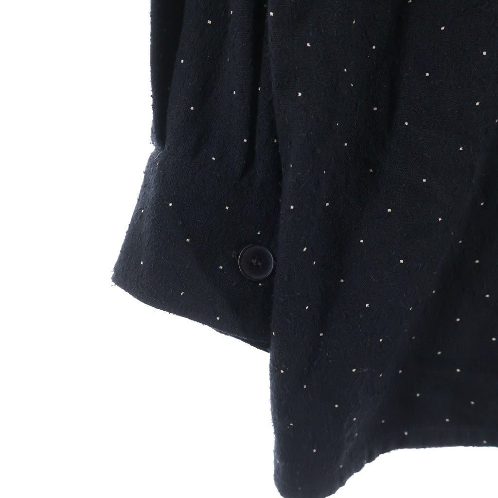 COMOLI(コモリ) 24SS シルクノイル ドット総柄 開襟長袖シャツジャケット ブラック Z01-01029