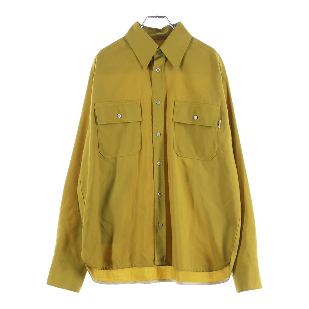 MARNI(マルニ) 21SS TROPICAL WOOL SHIRT トロピカルウール ステッチデザイン 長袖シャツ イエロー CUMU0149A0 S45455