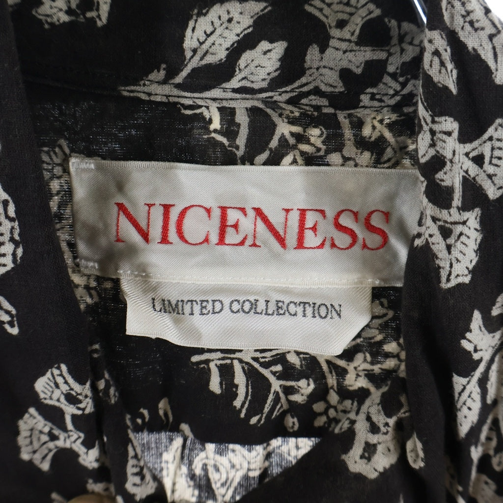NICENESS(ナイスネス) 22AW LEE リー コットン 花総柄 草木染め長袖シャツ ブラウン NN-Y01KF22-BP