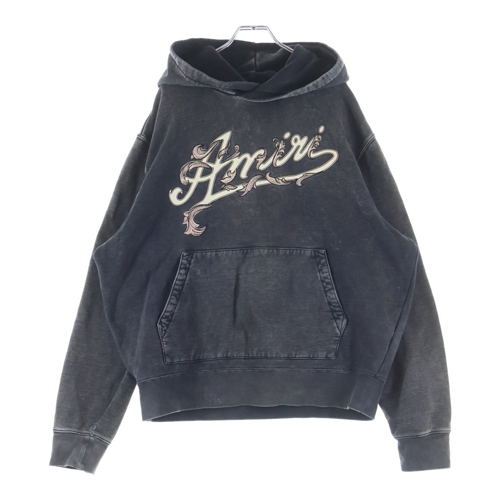 AMIRI(アミリ) 24SS FILIGREE LOGO HOODIE フィリグリーロゴエンブロイダリー プルオーバースウェットパーカー ブラック AMJYHD1013