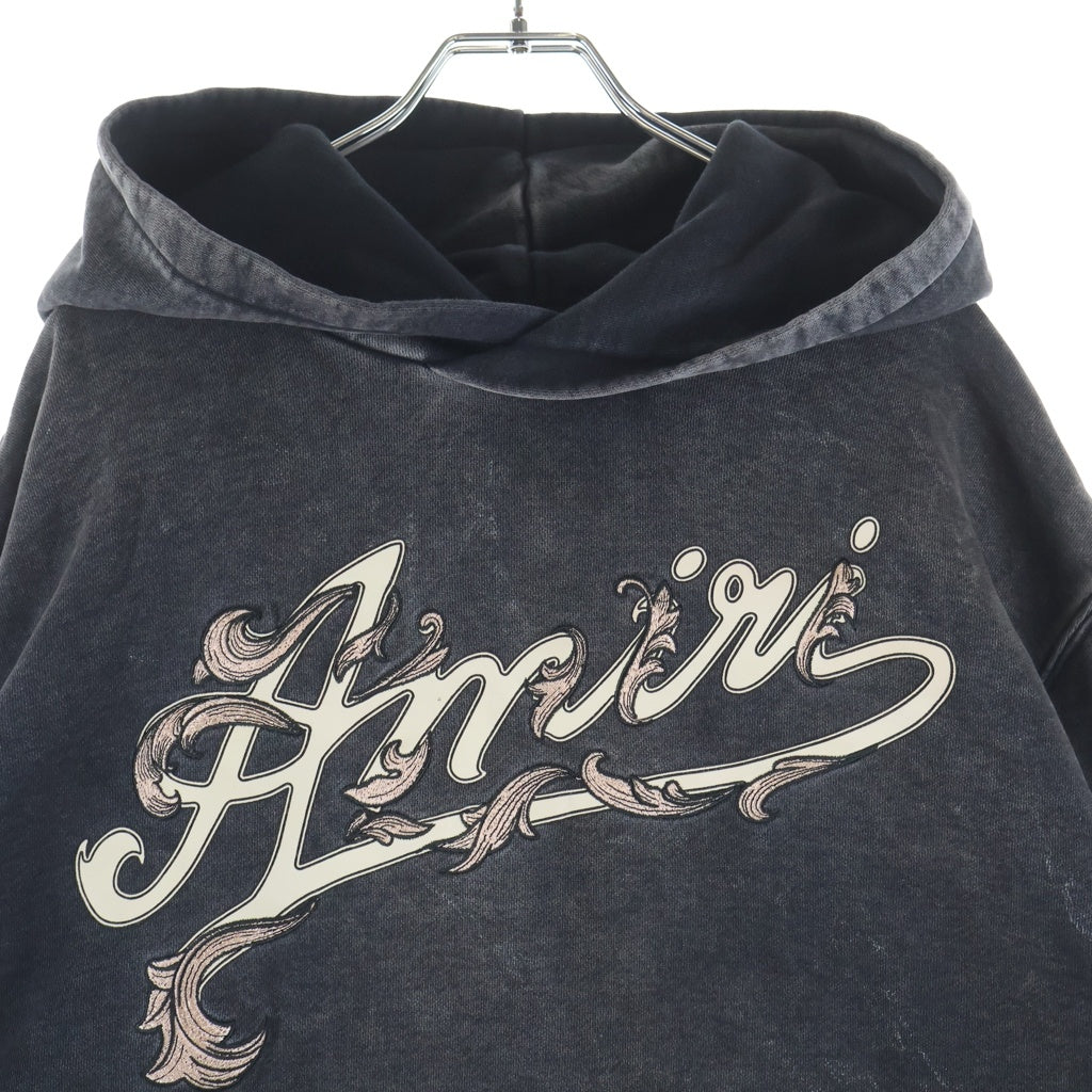 AMIRI(アミリ) 24SS FILIGREE LOGO HOODIE フィリグリーロゴエンブロイダリー プルオーバースウェットパーカー ブラック AMJYHD1013
