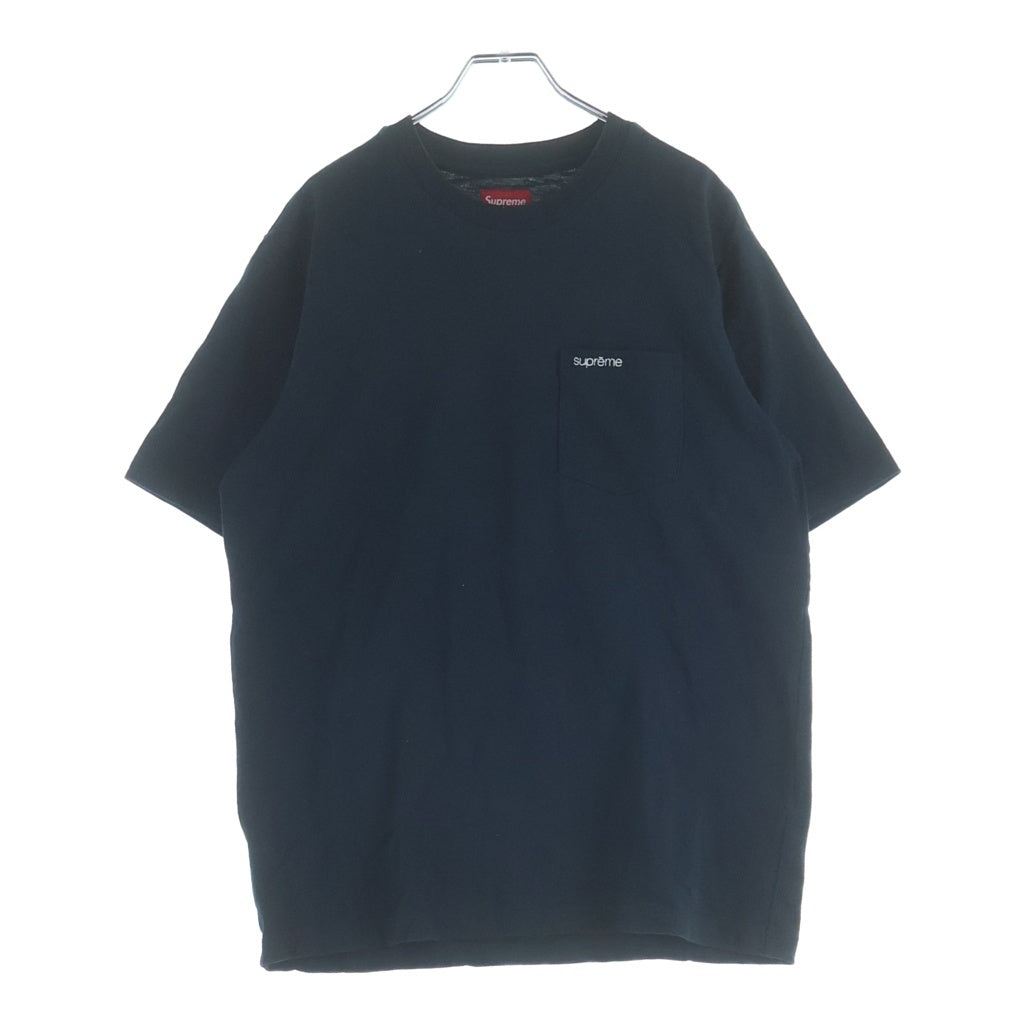 SUPREME(シュプリーム) 25SS S/S Pocket Tee フロントポケット ロゴエンブロイダリー クルーネック半袖Tシャツ カットソー ブラック