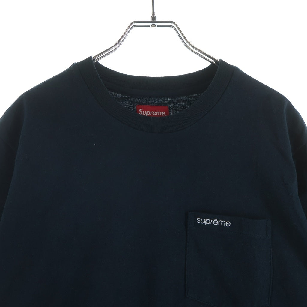 SUPREME(シュプリーム) 25SS S/S Pocket Tee フロントポケット ロゴエンブロイダリー クルーネック半袖Tシャツ カットソー ブラック