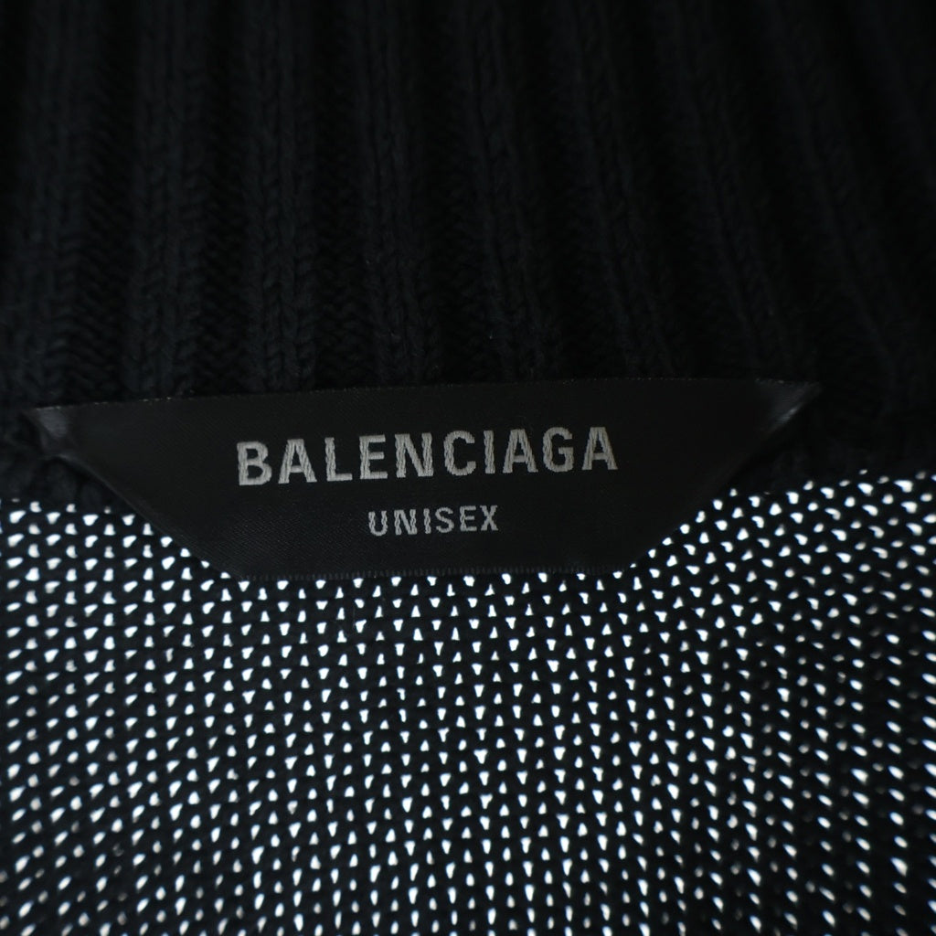 BALENCIAGA(バレンシアガ) 24AW Y2K ZIP UP CARDIGAN トライバルプリント ダメージ加工 ジップアップカーディガン ブラック 808489 T3336
