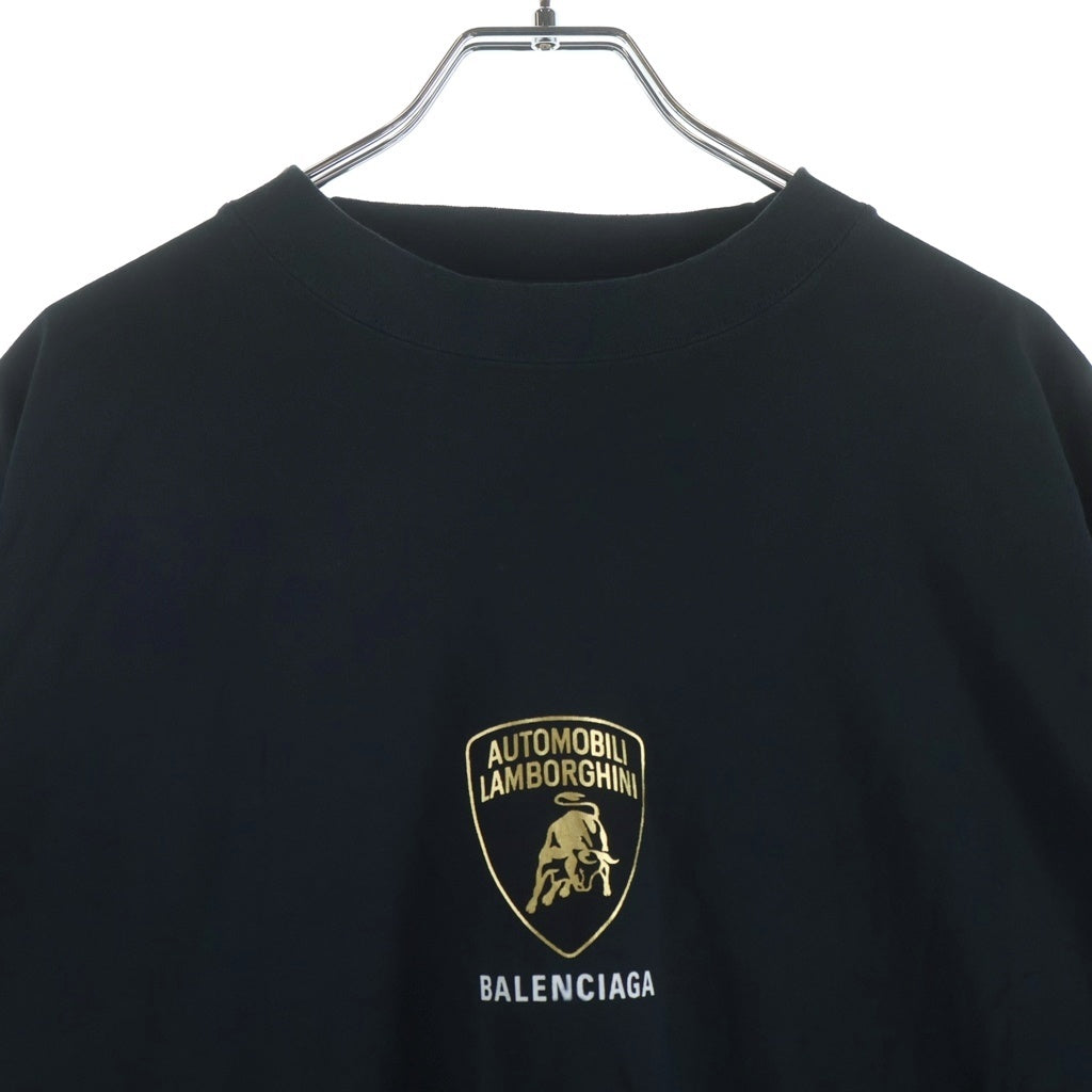 BALENCIAGA(バレンシアガ) ×LAMBORGHINI 25SS AL OVERSIZED T-SHIRT ランボルギーニ ロゴプリント オーバーサイズド クルーネック半袖Tシャツ カットソー ブラック 831305 TSVQ9