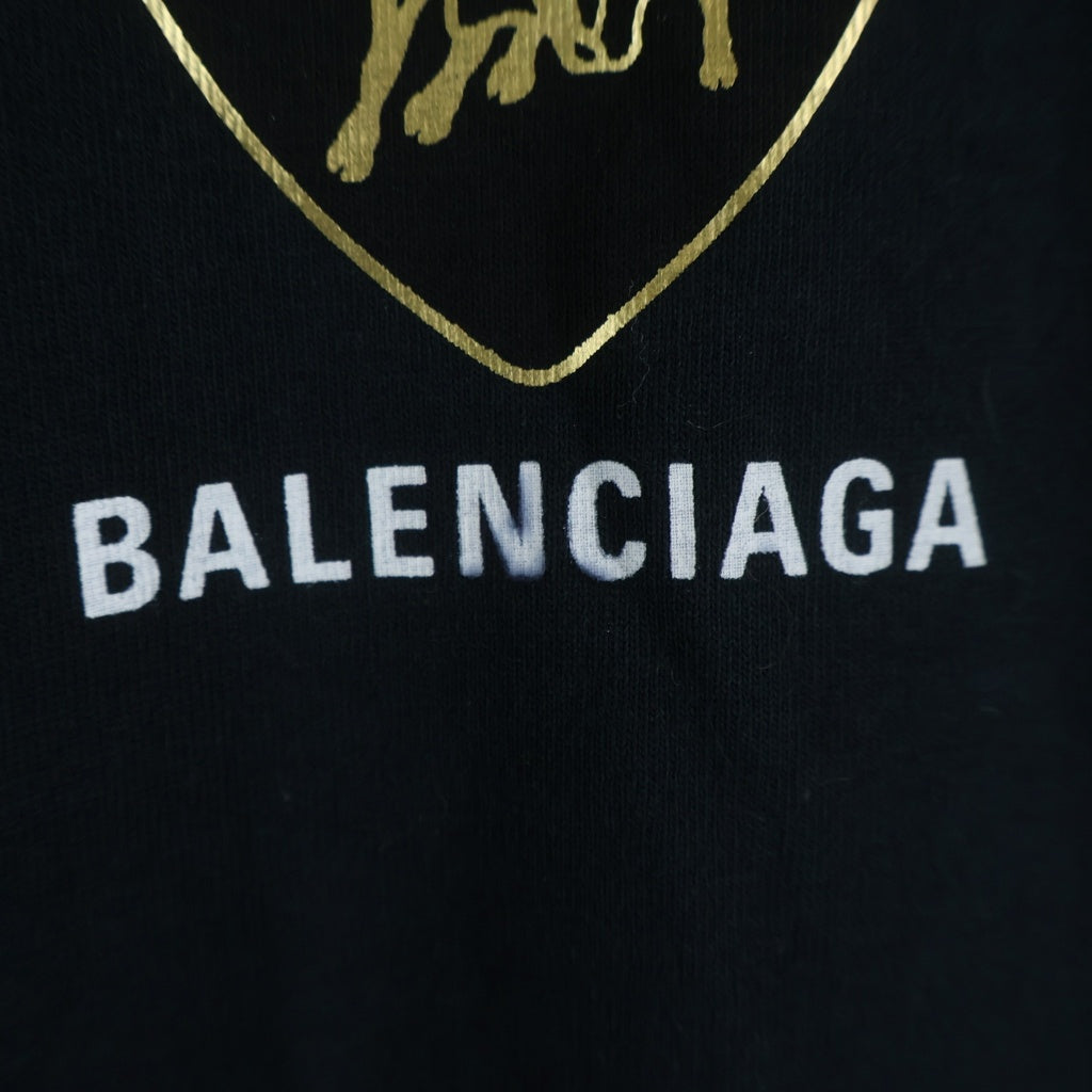 BALENCIAGA(バレンシアガ) ×LAMBORGHINI 25SS AL OVERSIZED T-SHIRT ランボルギーニ ロゴプリント オーバーサイズド クルーネック半袖Tシャツ カットソー ブラック 831305 TSVQ9